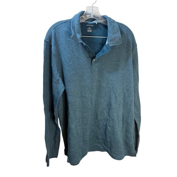 Van Heusen XL Classic Fit Mens Long Sleeve Polo Shirt Blue - Picture 1 of 6